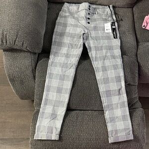 Stylish Gray Plaid Women's Pants